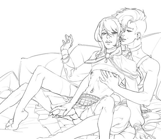 €100; two characters; lineart only w/ simple or no bg